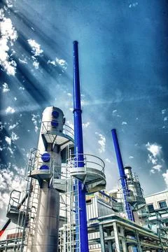 Construction of Large-Scale Chemical Processing Facility Stock Photos
