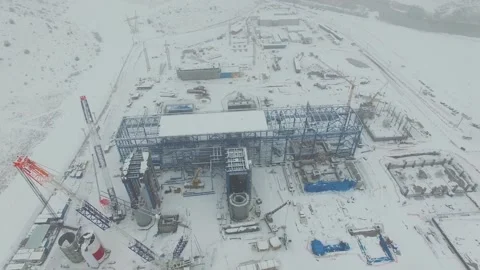 Construction of Large Scale Power Generating Plant. Mahallesi Kırıkkale, Turkey Stock Footage 141698163