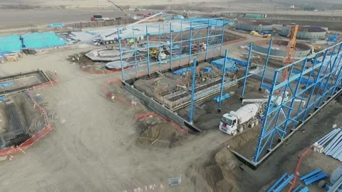 Construction of Large Scale Power Generating Plant. Mahallesi Kırıkkale, Turkey Stock Footage 141698188