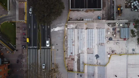 Construction of a large staircase as part of a bridge, parallel to the road Stock-Footage 250325082