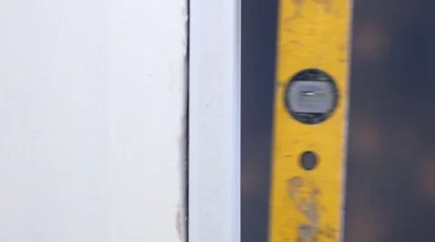 Construction level checking the level Stock Footage 46595178