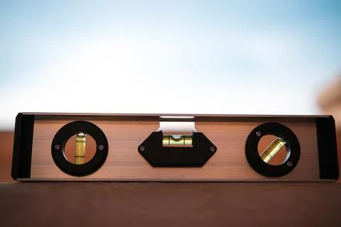 Construction level for measuring surface evenness Stock Photos