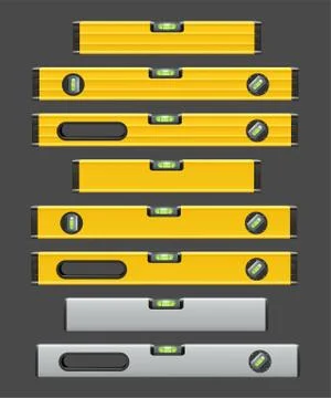 Construction level tools set on grey color Stock Illustration