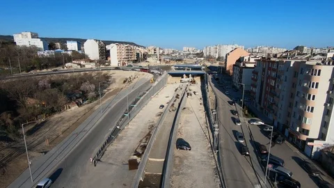 The construction of "Levski" Boulevard Stock Footage 106046438