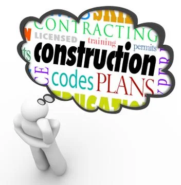 Construction license permit code builder words thought cloud thinker Stock Illustration