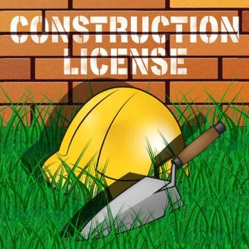 Construction License Represents Building Qualification 3d Illust Ilustración de archivo