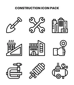 Construction Line Bundle Icons Pack Ilustración de archivo