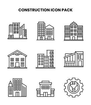 Construction Line Design Icons Pack Stock Illustration