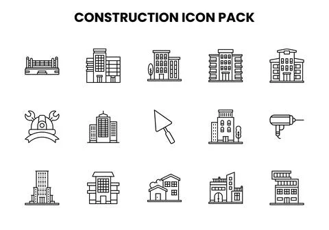Construction Line Graphics Icons Pack Stock Illustration