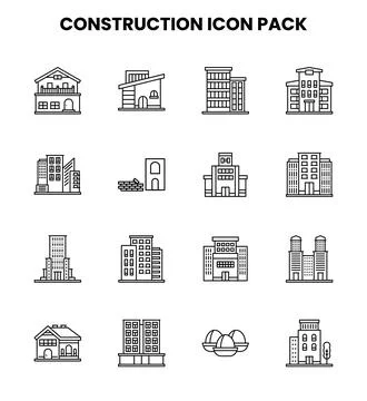 Construction Line Graphics Icons Pack 스톡 일러스트