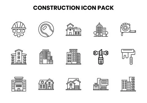 Construction Line Graphics Icons Pack Stock Illustration