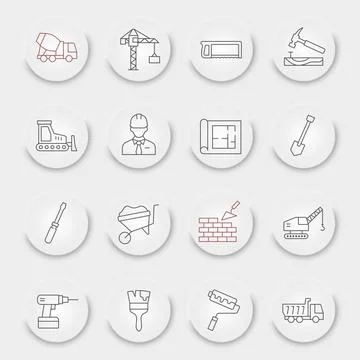 Construction line icon set Stock Illustration
