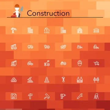 Construction line icons Stock Illustration