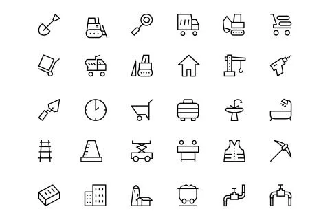 Construction Line Icons Stock Illustration