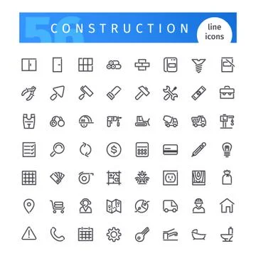 Construction Line Icons Set Stock Illustration