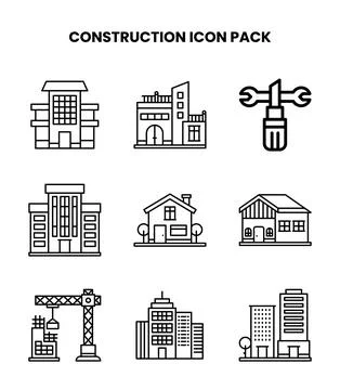 Construction Line Scalable Icons Pack Stock Illustration