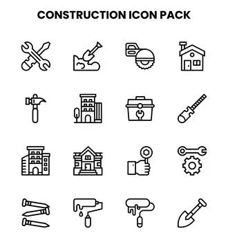 Construction Line Scalable Icons Pack Ilustración de archivo