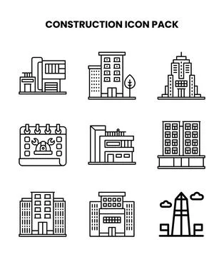 Construction Line UI Icons Pack Stockillustratie