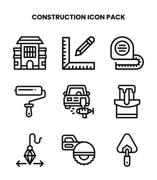 Construction Line Vector Icons Pack 스톡 일러스트