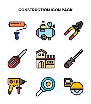 Construction Lineal Color Icons Pack Stock Illustration