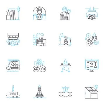 Construction linear icons set. Foundation, Structure, Concrete, Steel, Masonry Stockillustratie
