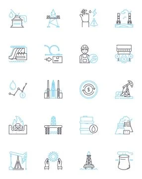 Construction linear icons set. Foundation, Structure, Concrete, Steel, Masonry Stockillustratie