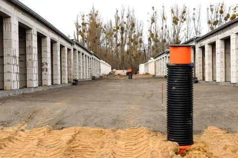 Construction of local garages and cellars Stock Photos