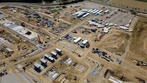 Construction logistics area at a data center in Austria Stock Photos