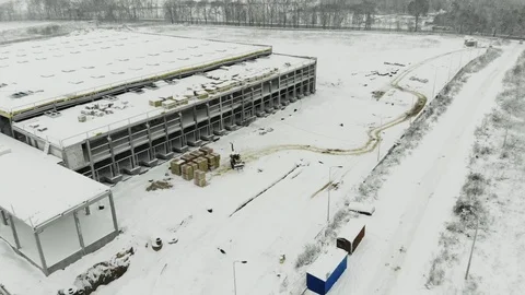 Construction of logistics center in winter Vídeos de archivo 126394559