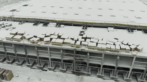 Construction of logistics center in winter Видео 126394765
