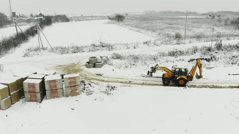Construction of logistics center in winter Stock Footage 126394793