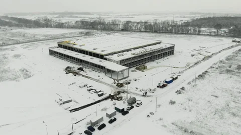 Construction of logistics center in winter Stock-Footage 126395097