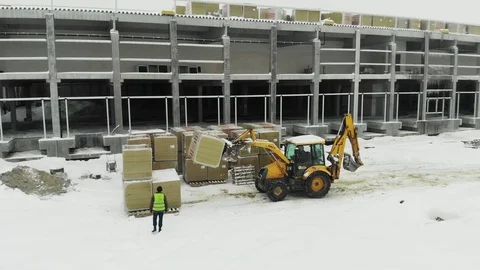 Construction of logistics center in winter Stockbeeldmateriaal 126395142