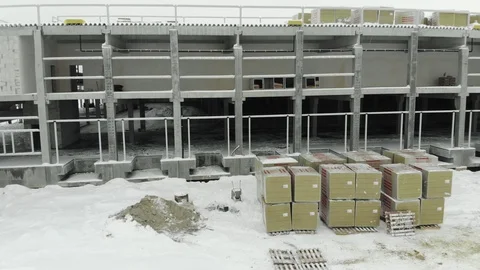 Construction of logistics center in winter Vídeos de archivo 126395192