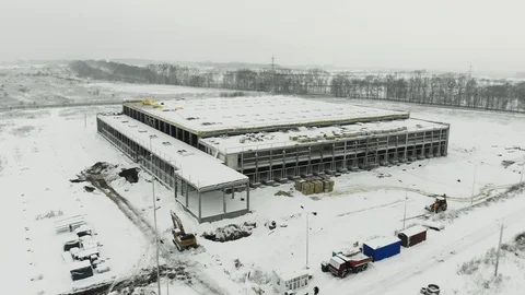 Construction of logistics center in winter 動画素材 126395239
