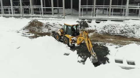 Construction of logistics center in winter Video stock 126395899