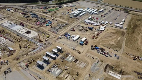 Construction logistics at the Google data center site in Kronstorf Stock Footage 342232982