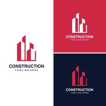 Construction logo design concept, architectural, building Premium Vector Stock Illustration