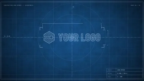 Construction Logo Opener Blueprint to Concrete Reveal After Effects素材