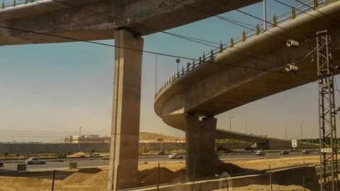 Construction of long bridges in the west of Tehran Stock Photos