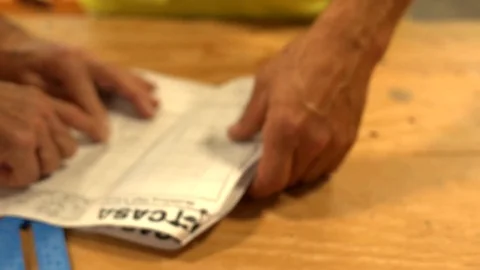 Construction Looking at Plans Stock Footage 94960452