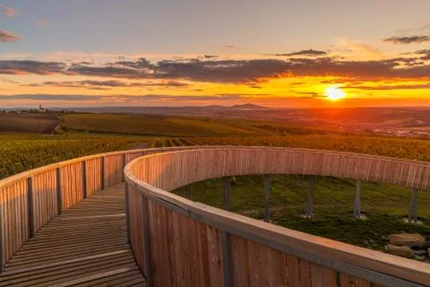 Construction of the lookout point Kobyl Vrch and one of the columns overlooki Stockfoto's
