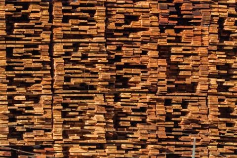 Construction lumber at the mill. Mill products. Stock Photos