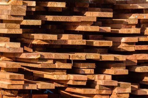 Construction lumber at the mill. Mill products. Stock-Fotos