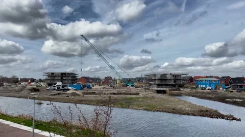 Construction of luxury apartment complexes on the water Stock-Footage 151989797