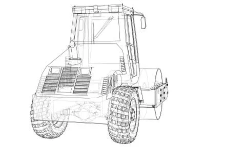 Construction machine. Asphalt compactor Stock Illustration