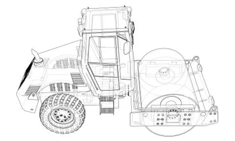 Construction machine. Asphalt compactor Stock Illustration