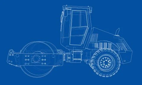 Construction machine. Asphalt compactor Stock Illustration