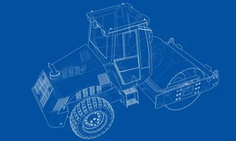 Construction machine. Asphalt compactor Stock Illustration