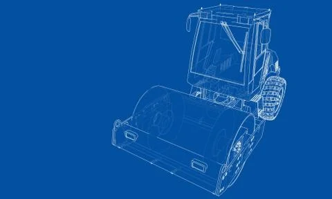 Construction machine. Asphalt compactor Stock Illustration